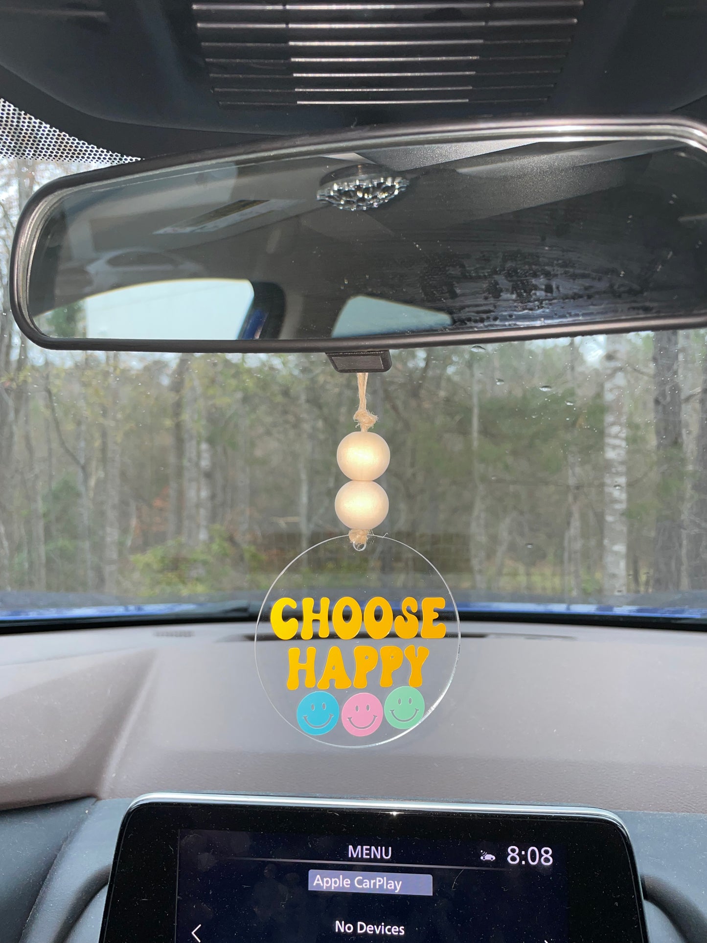 Choose Happy Car Charm | Rearview Mirror Hanging Decor | Air Freshener / Diffuser