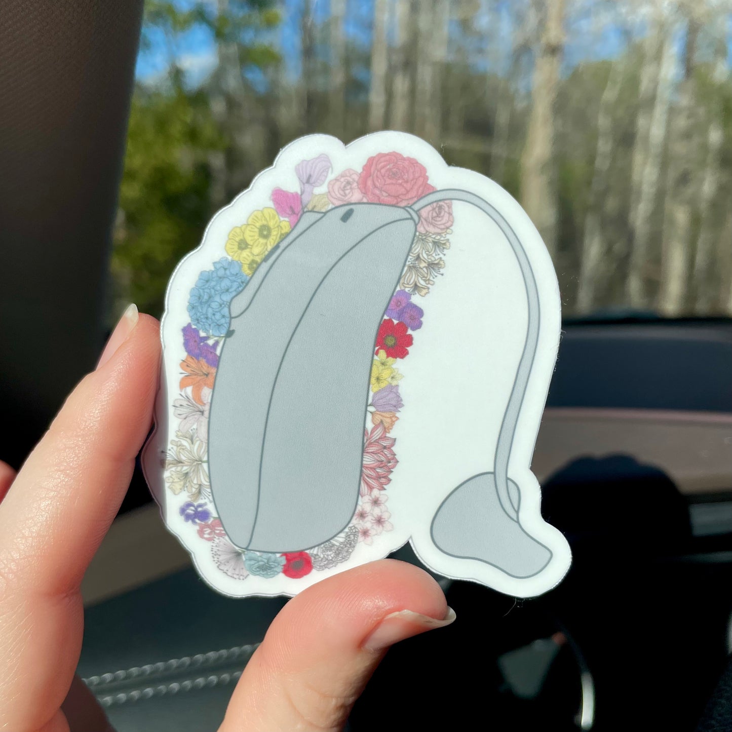 Floral Hearing Aid Sticker (Fitted Earpiece) Waterproof/Dishwasher Safe