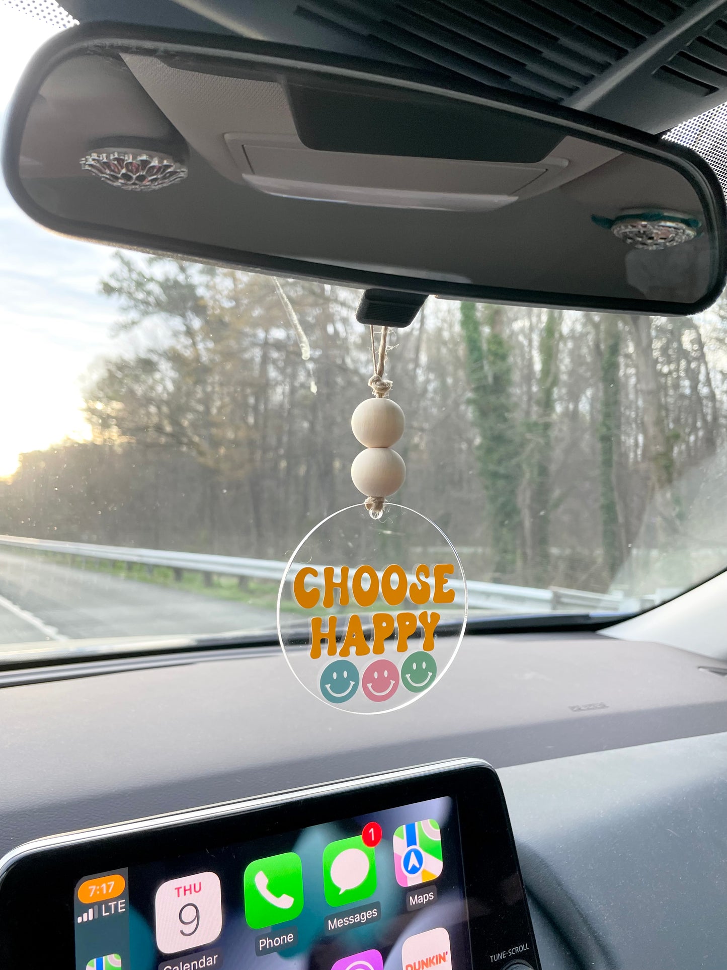 Choose Happy Car Charm | Rearview Mirror Hanging Decor | Air Freshener / Diffuser