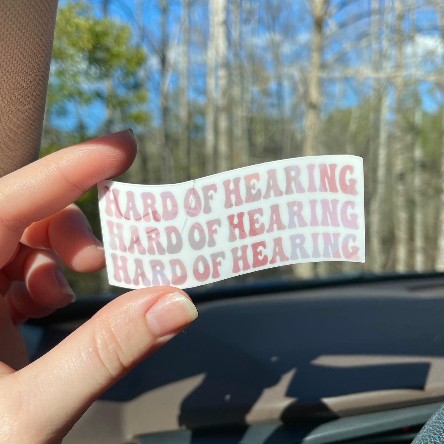 Hard of Hearing Sticker (Pink) - Waterproof/Dishwasher Safe